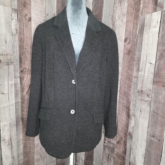 Talbots 2 Button Gray Tweed Blazer Pockets Jacket Coat Casual Women's 1X Gift - Picture 1 of 10
